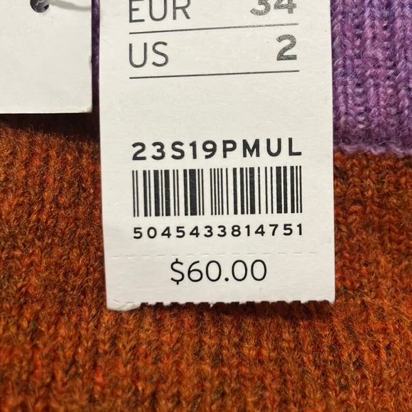 NWT Topshop Striped Cropped Sweater Size 2 - Picture 5 of 8